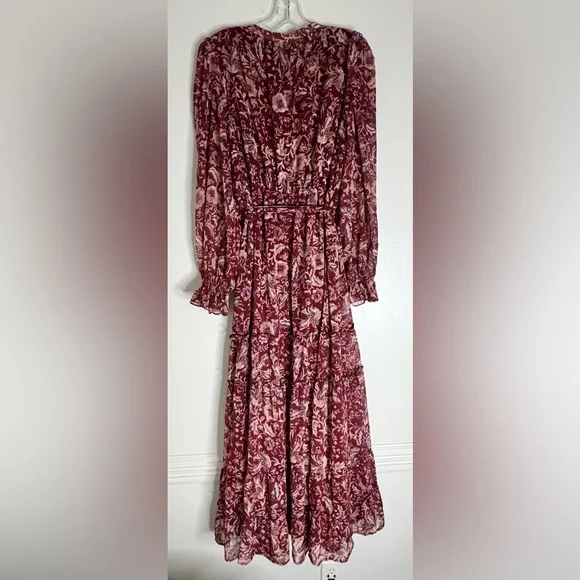 Fate Red Floral Ruffled Tiered Sundress with Bishop Sleeves - Picture 2 of 8